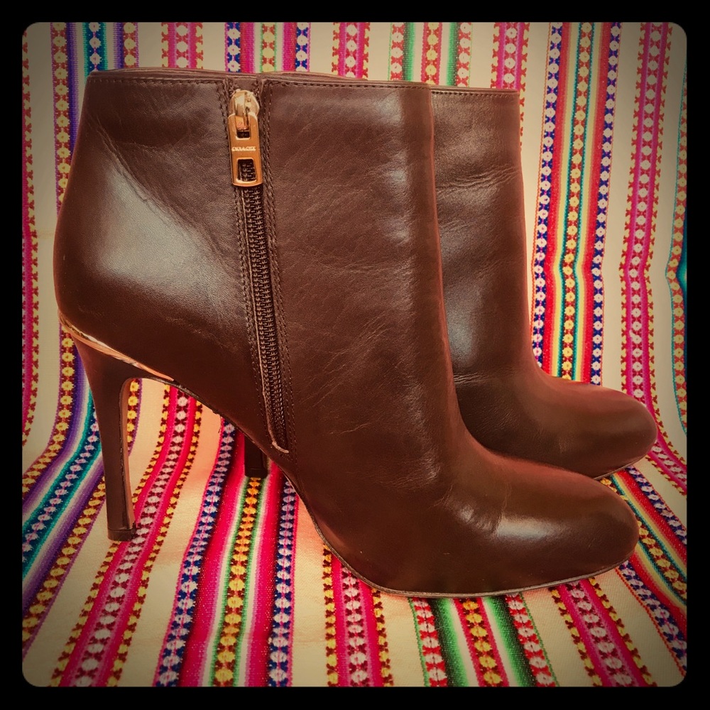 NIB Coach Nila Ankle Boots - Saddle Brown - Size 9